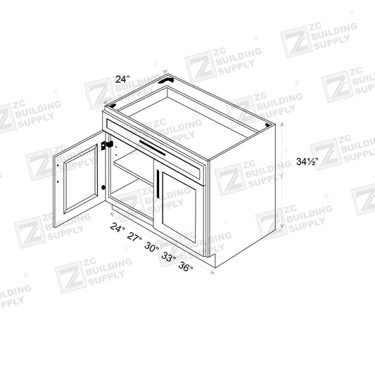 Base 24" - Pure White 24 Inches Sink Base Cabinet
