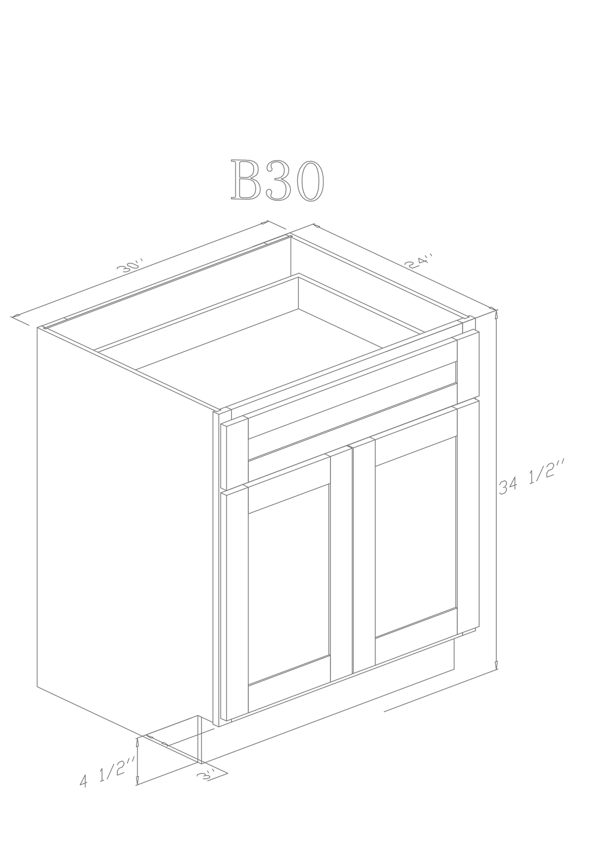 Base 30" - Blue Shaker 30 Inches Base Cabinet