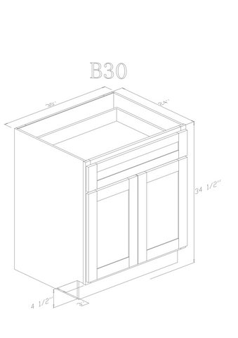 Base 30" - Blue Shaker 30 Inches Base Cabinet