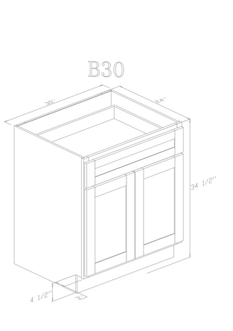 Base 30" - Classic White 30 Inch Base Cabinet - ZCBuildingSupply
