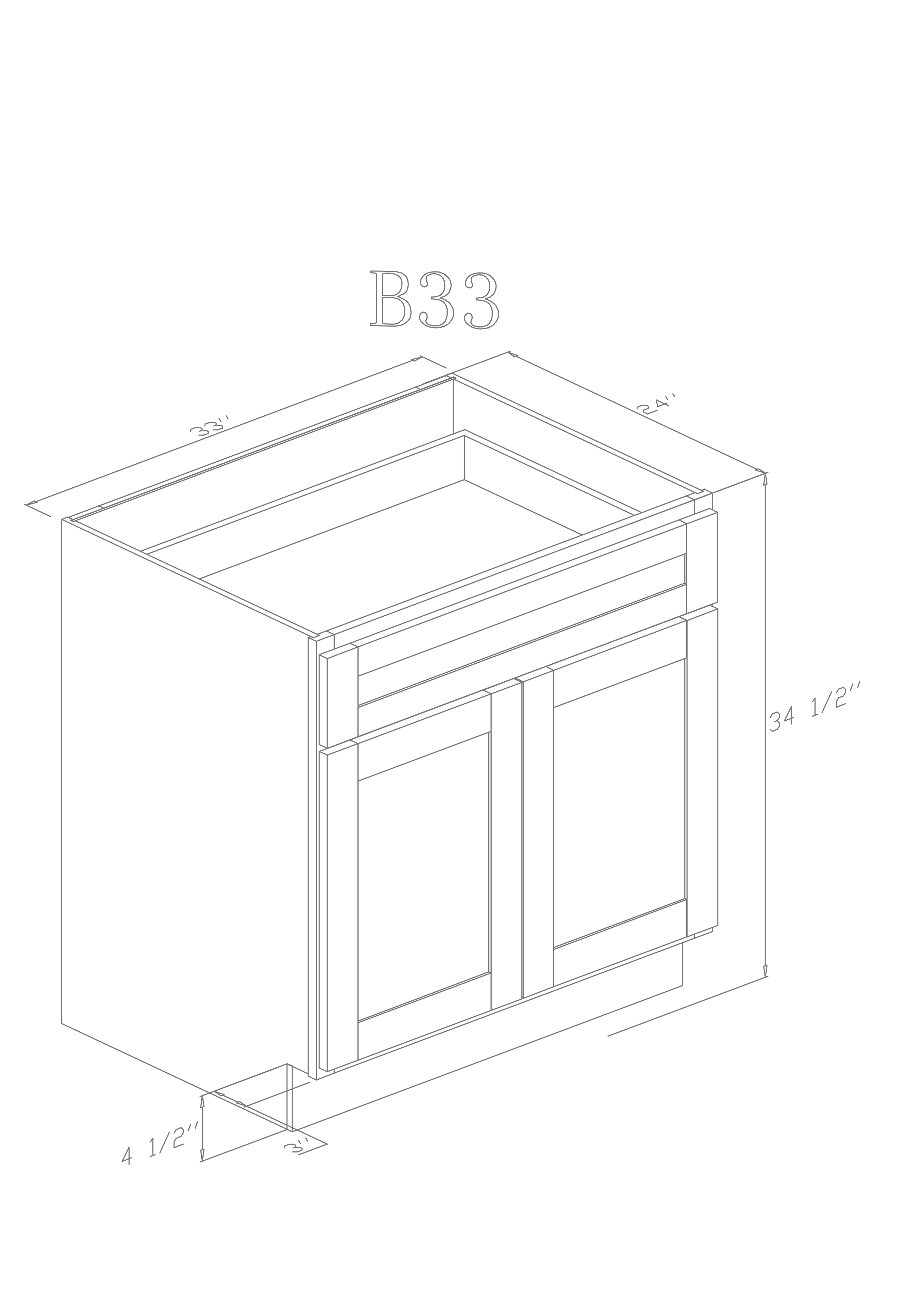 Base 33" - Modern Grey 33 Inch Base Cabinet - ZCBuildingSupply