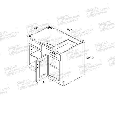 Base 39" - Honey Oak 39 Inch Blind Corner Base Cabinet