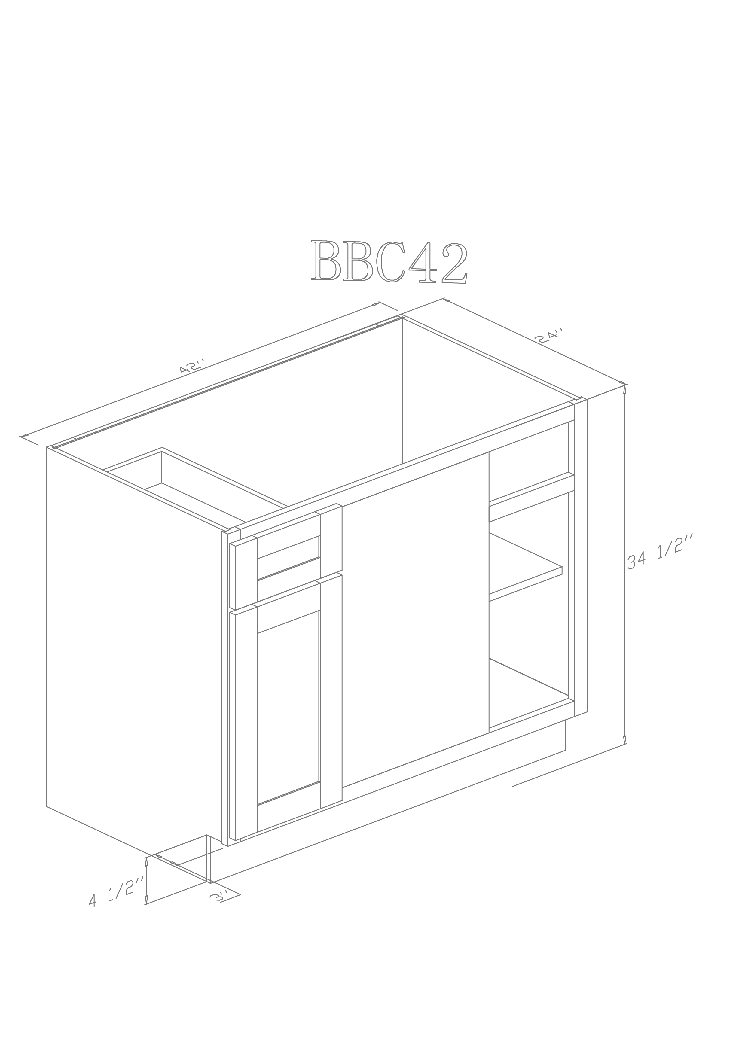 Base 42"-Pure White 42 Inches Blind Corner Base Cabinet - ZCBuildingSupply