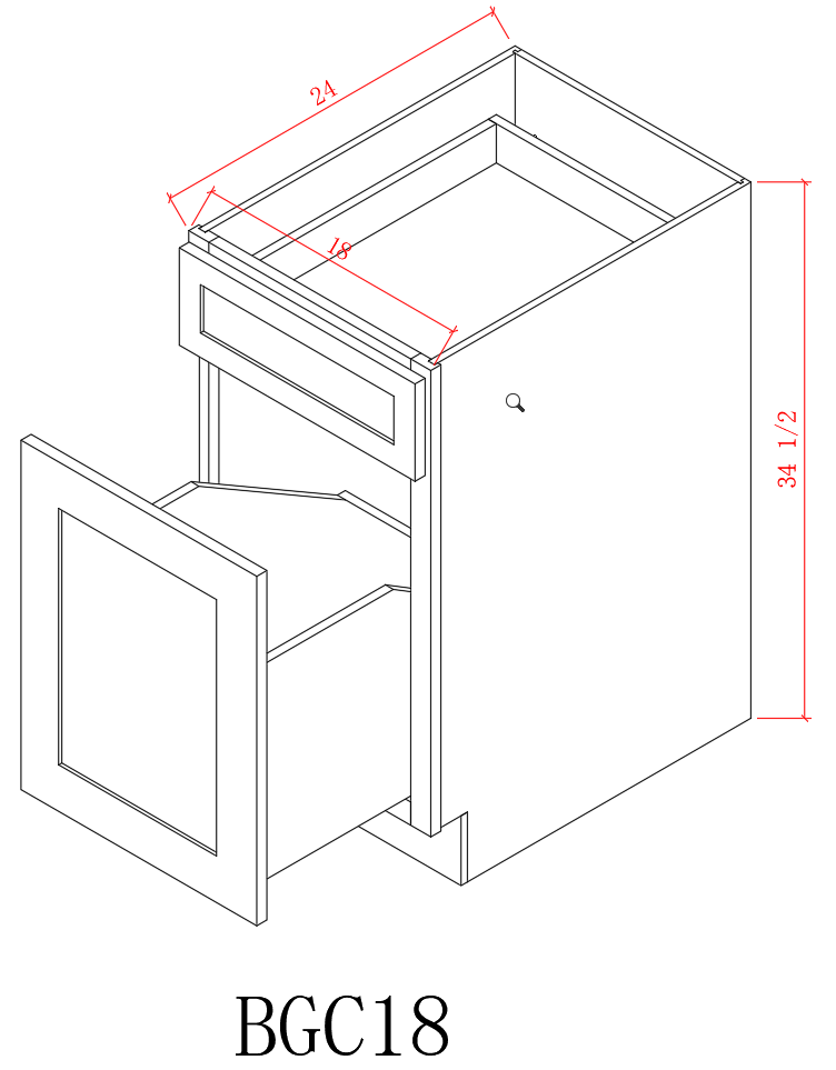 Base 18" - Pure Grey 18 Inches Garbage Base Cabinet With Soft Close