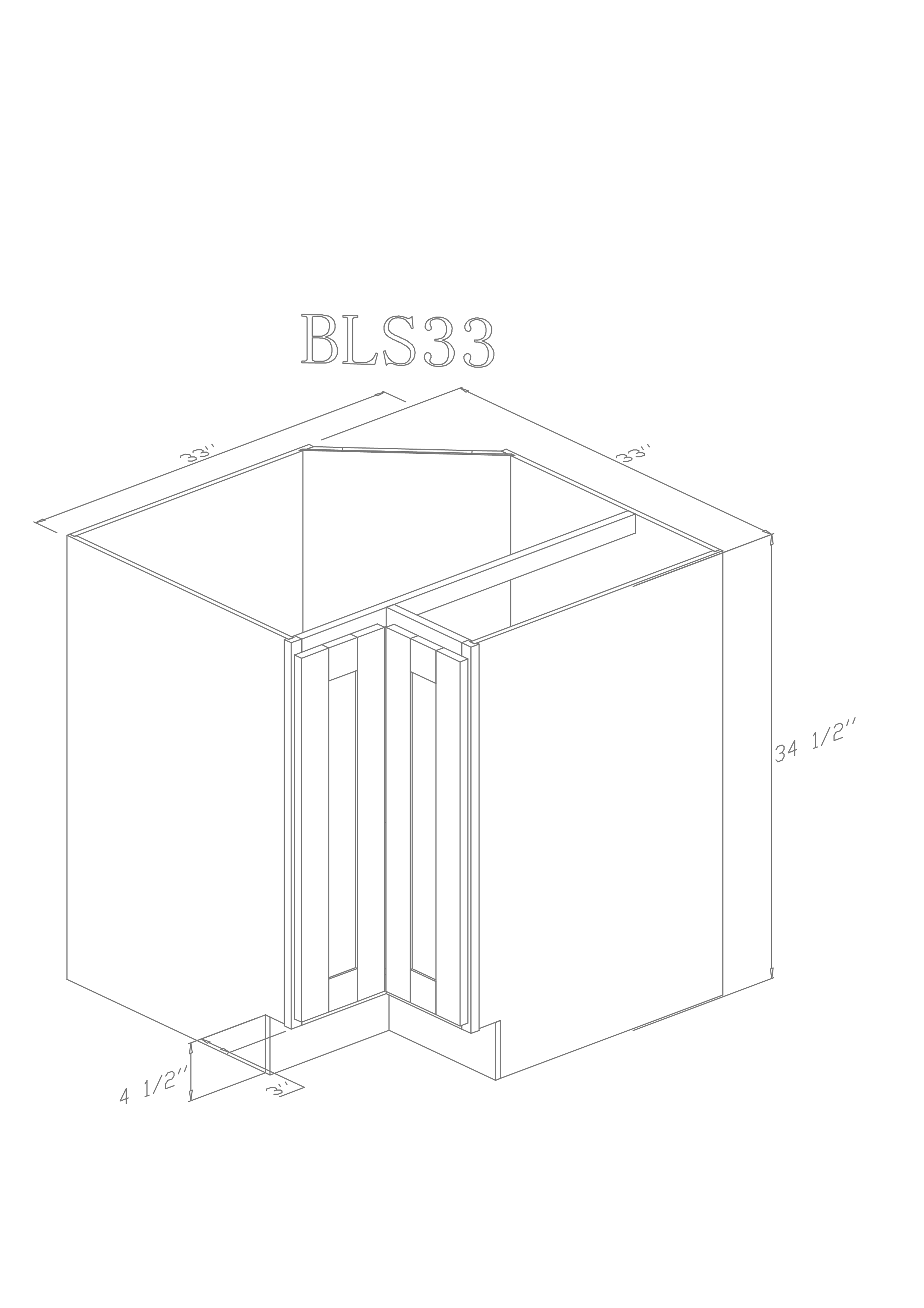 Base 33" - Classic White 33 Inches Lazy Susan Base Cabinet