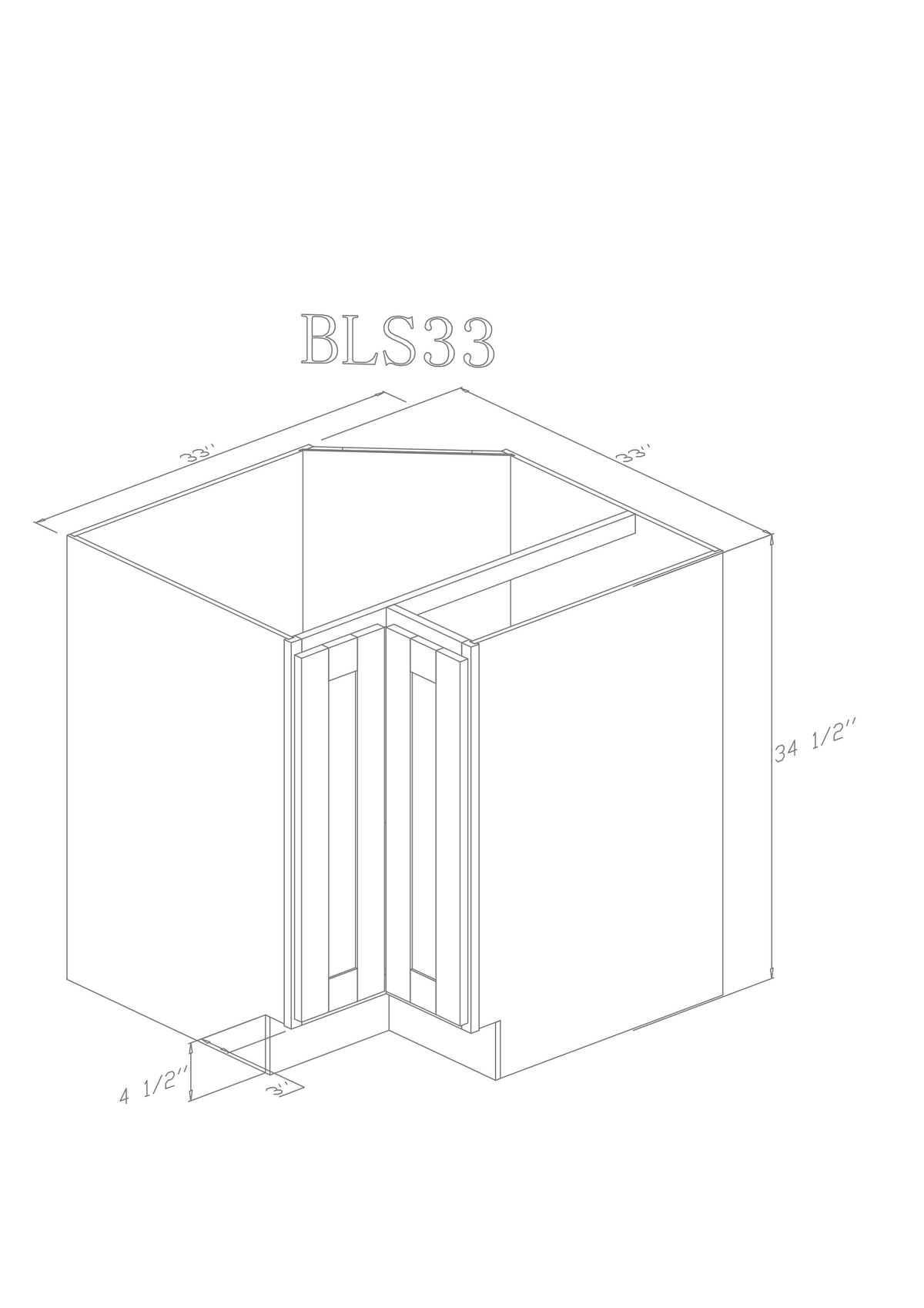 Base 33" - Pure Grey 33 Inch Lazy Susan Base Cabinet - ZCBuildingSupply