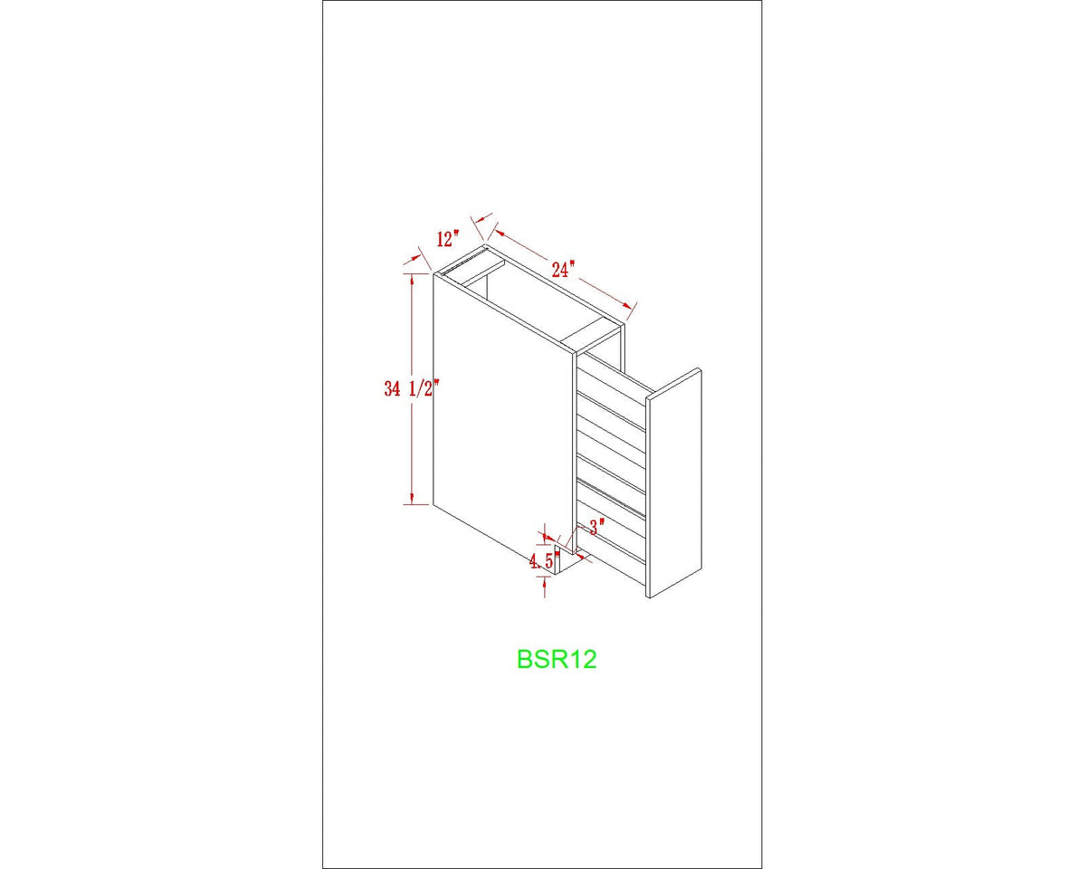 Base 12" - Dark Ash 12 Inches Spice Base Cabinet