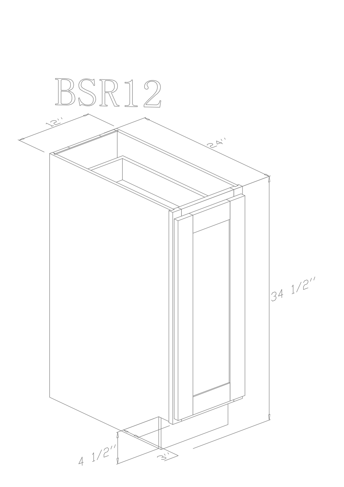 Base 12"-Blue Shaker 12 Inches Base Spice Rack Cabinet-BSR12