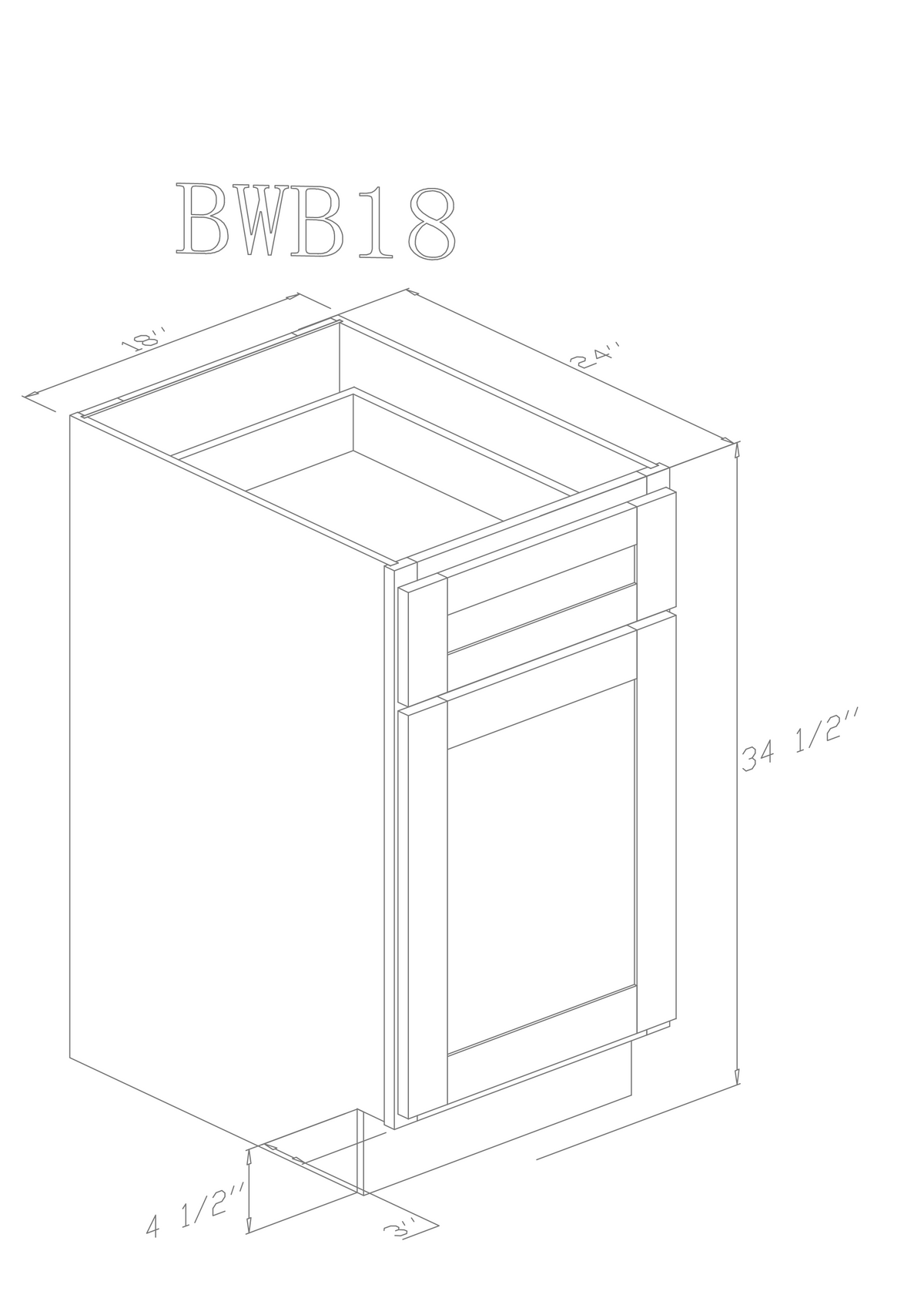 Base 18" - Pure Black 18 Inches Garbage Base Cabinet (Soft close)
