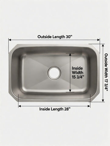 28" Kitchen Sink Stainless Steel Undermount Single 3017