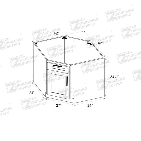 Base 27" - Slim Oak Corner Sink Cabinet 27"