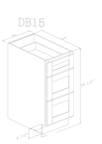 Base 15" - Ashton Grey 15 Inch Drawer Base Cabinet - ZCBuildingSupply
