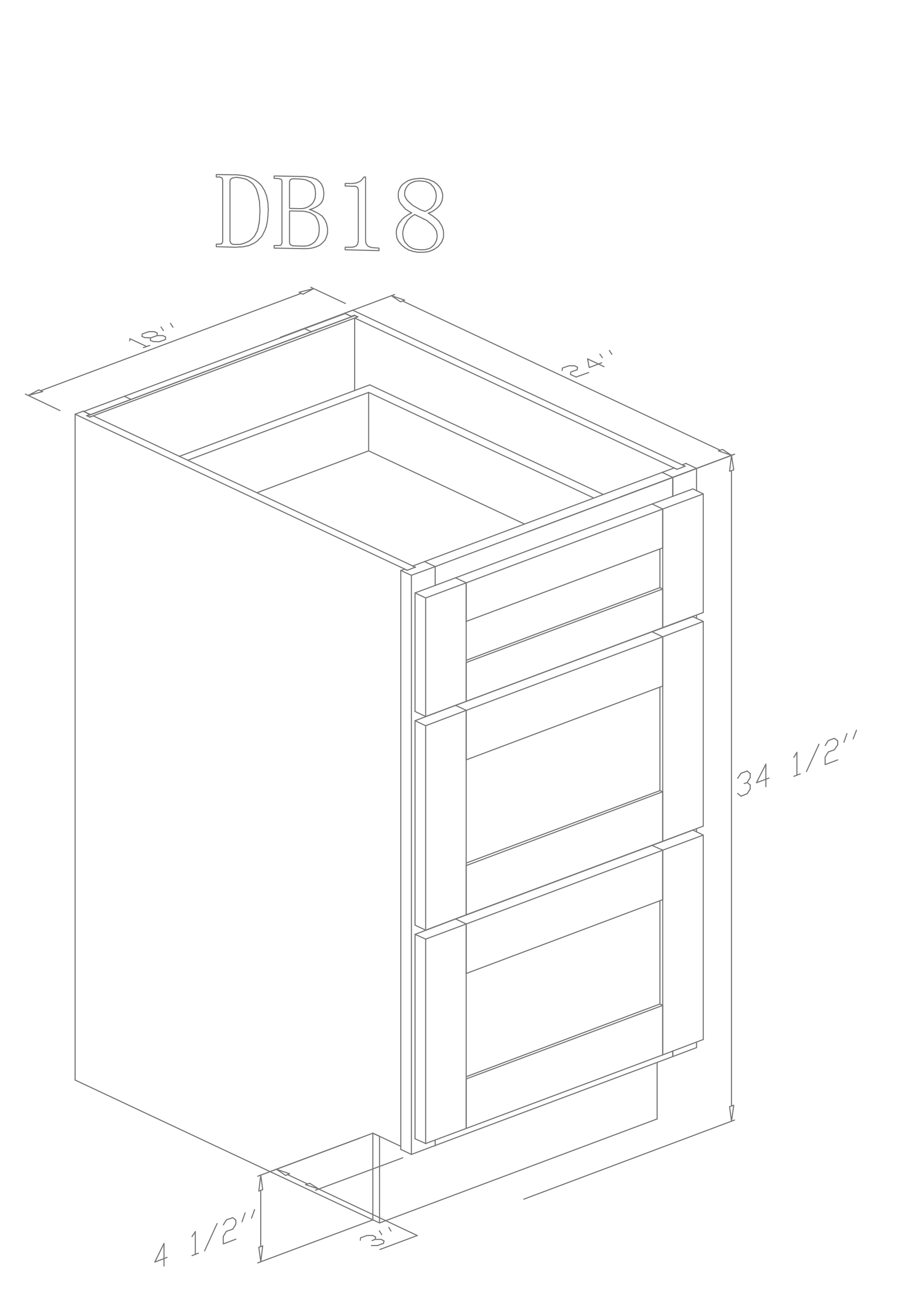 Base 18" - Cognac 18 Inch Drawer Base Cabinet - ZCBuildingSupply