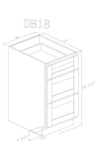 Base 18" - Espresso 18 Inch Drawer Base Cabinet - ZCBuildingSupply