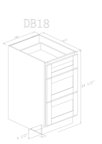 Base 18" - Pure White 18 Inch Drawer Base Cabinet - ZCBuildingSupply