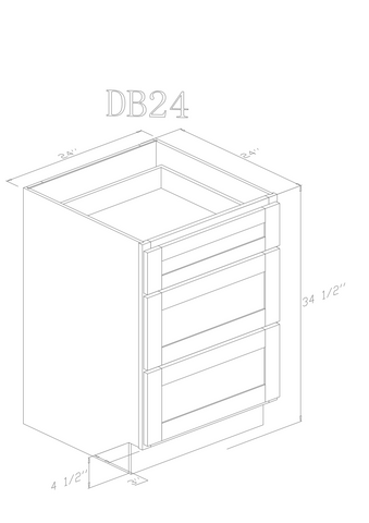 Base 24" - Pure White 24 Inch Drawer Base Cabinet - ZCBuildingSupply