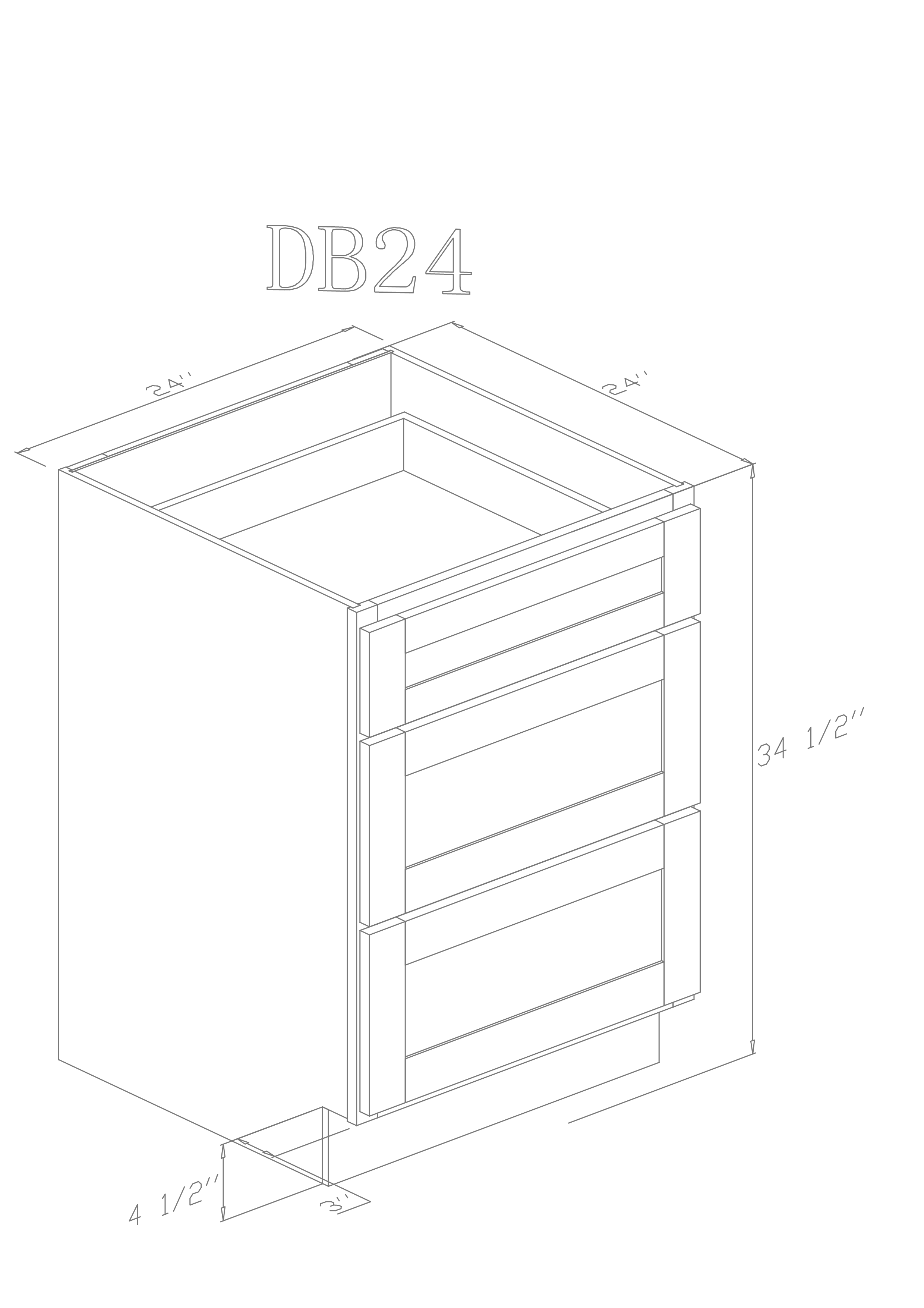 Base 24" - Athens 24 Inch Drawer Base Cabinet - ZCBuildingSupply