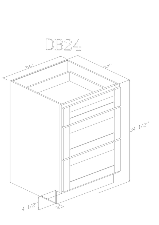 Base 24" - Athens 24 Inch Drawer Base Cabinet - ZCBuildingSupply