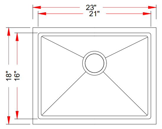 27" Kitchen Sink Stainless Steel Undermount Single 2318 - ZCBuildingSupply