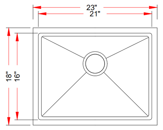 27" Kitchen Sink Stainless Steel Undermount Single 2318 - ZCBuildingSupply