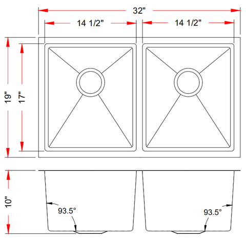 30" Kitchen Sink Stainless Steel Undermount Double sink 3219D - ZCBuildingSupply