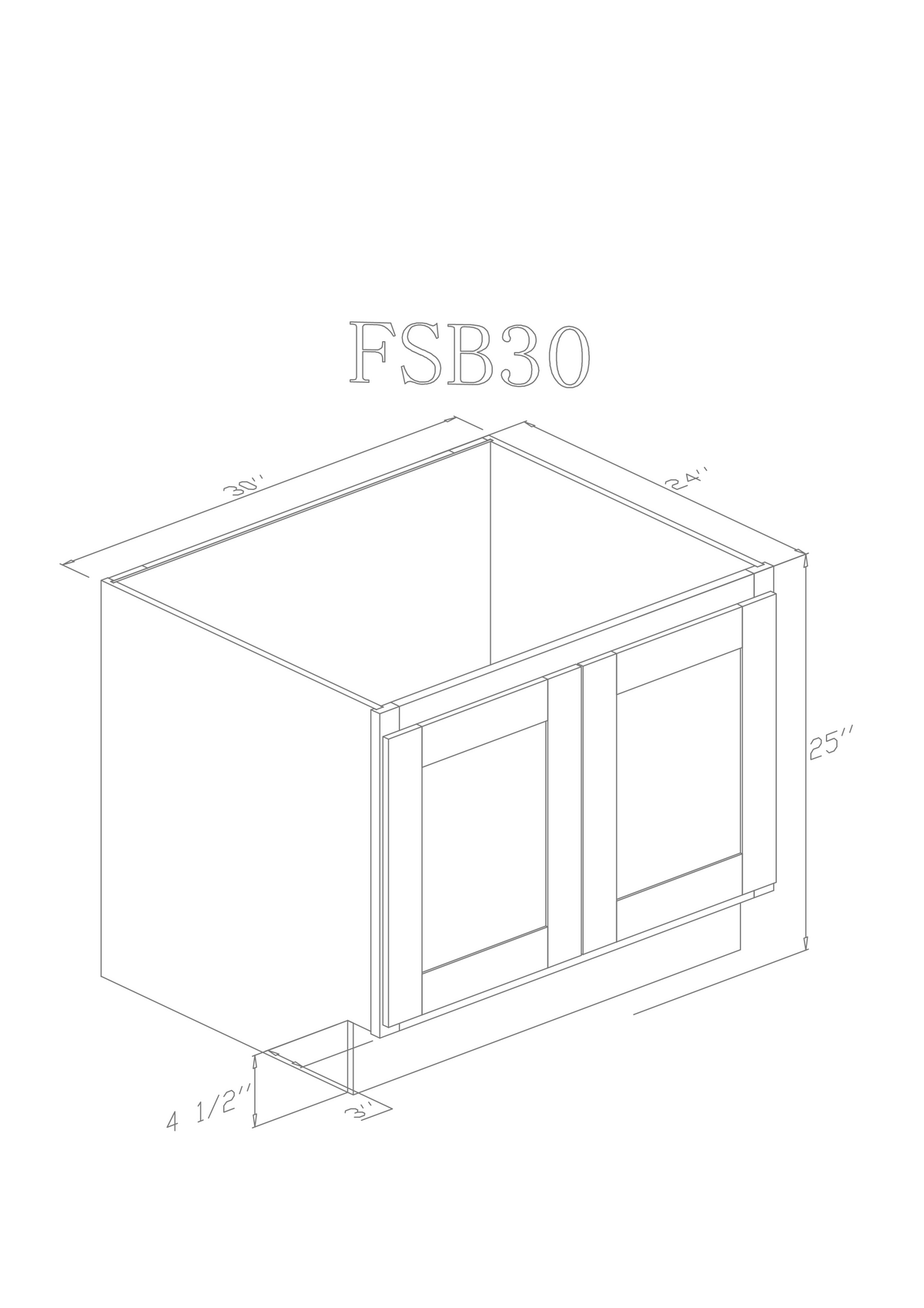 Base 30" - Cognac 30 inch Farm Sink Base Cabinet