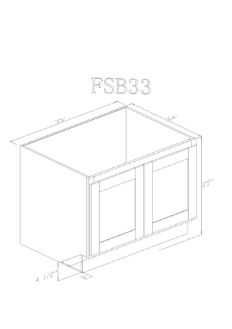Base 33" - Pure Black 33 inches Farm Sink Base Cabinet /33"
