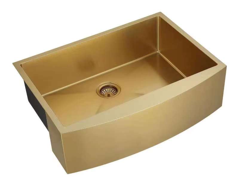 33" Kitchen Stainless Steel Undermount Single Farm Sink Gold