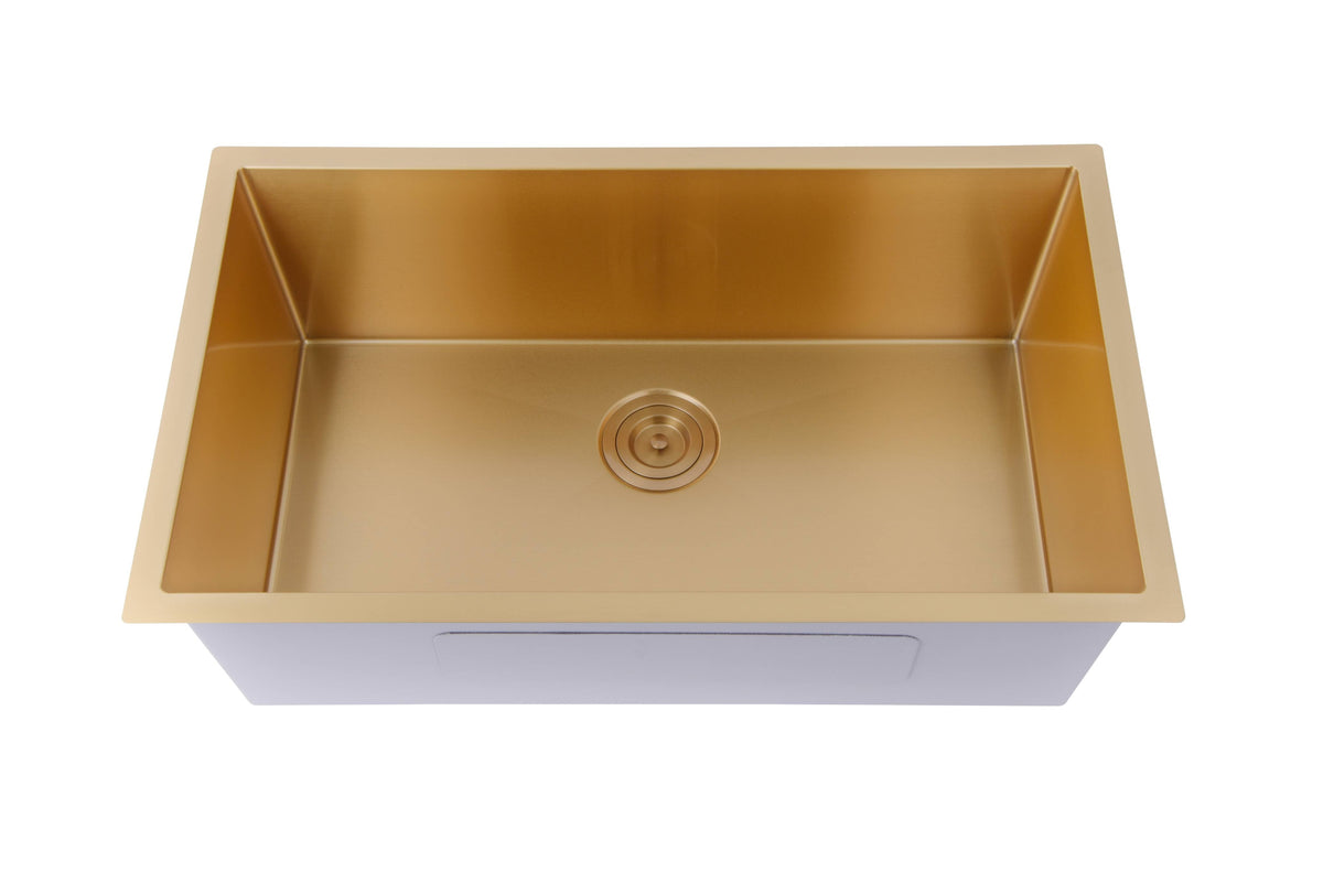 30" Kitchen Sink Matte Gold Undermount Single 3219SGOLD