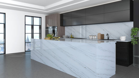 3cm Quartz  126"x 63" Countertop -White Egeo -ZC1695