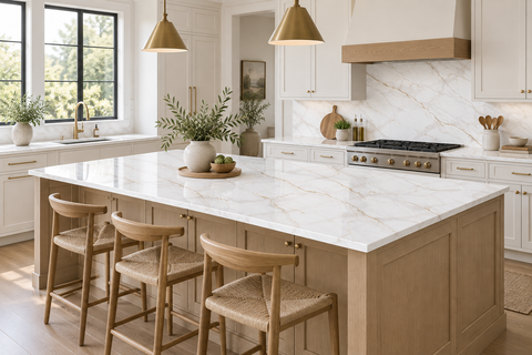 3cm Quartz 138"x 79" Countertop - Moonlit Gold