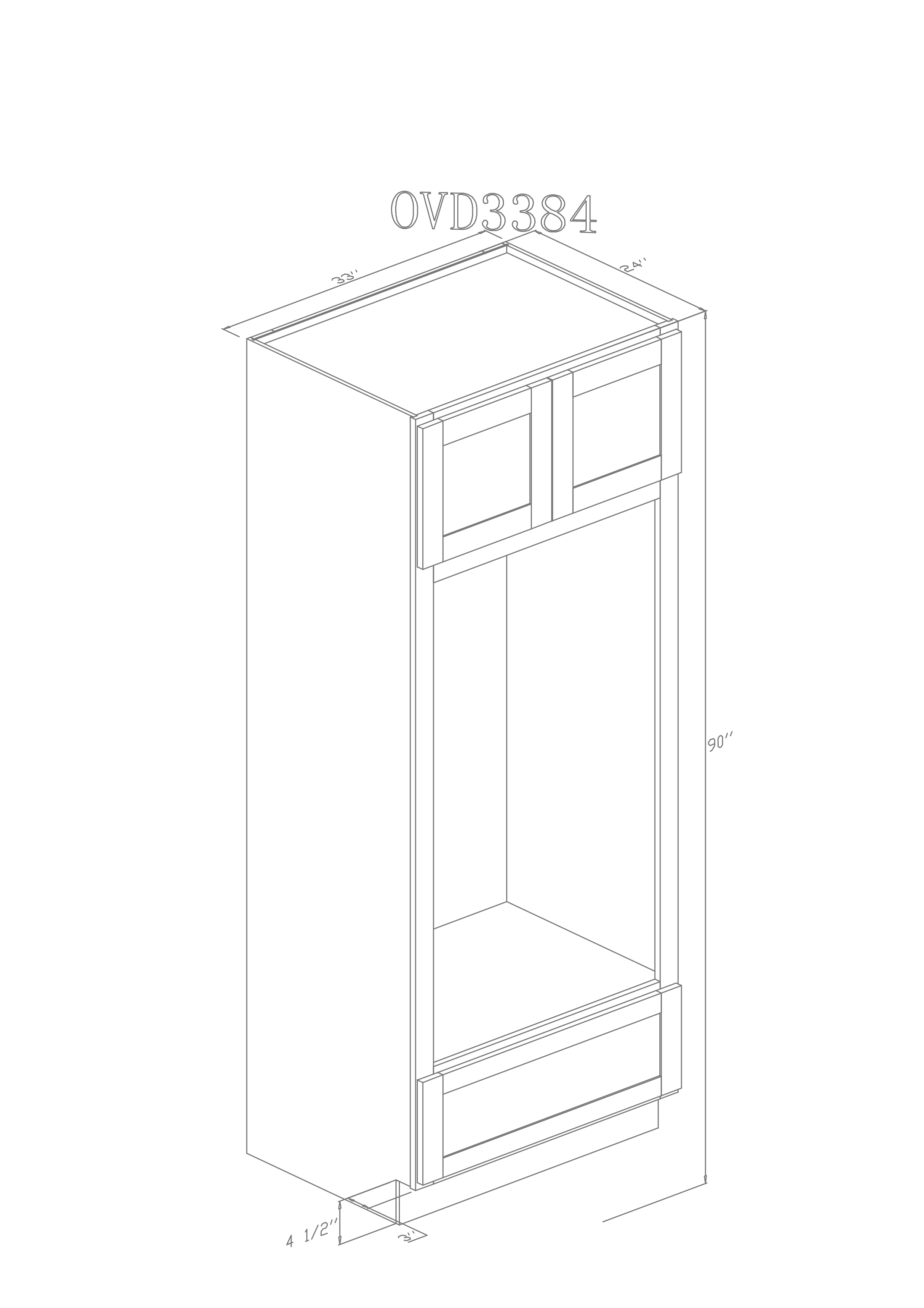 Tall 33" - Ashton Grey 33 Inch Oven Cabinet - ZCBuildingSupply