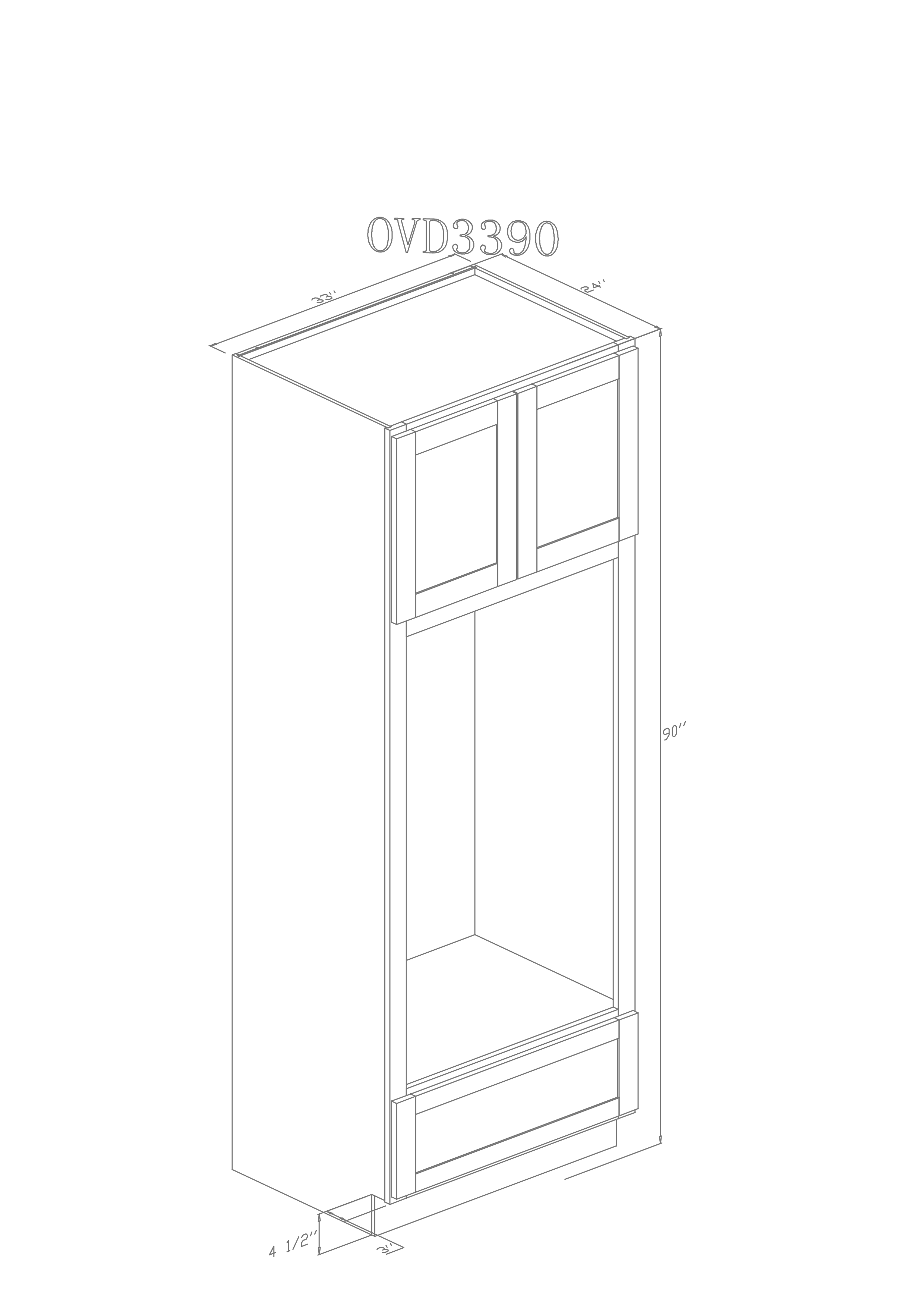 American Oak 33 Inch Double Oven  Cabinets-OV3384