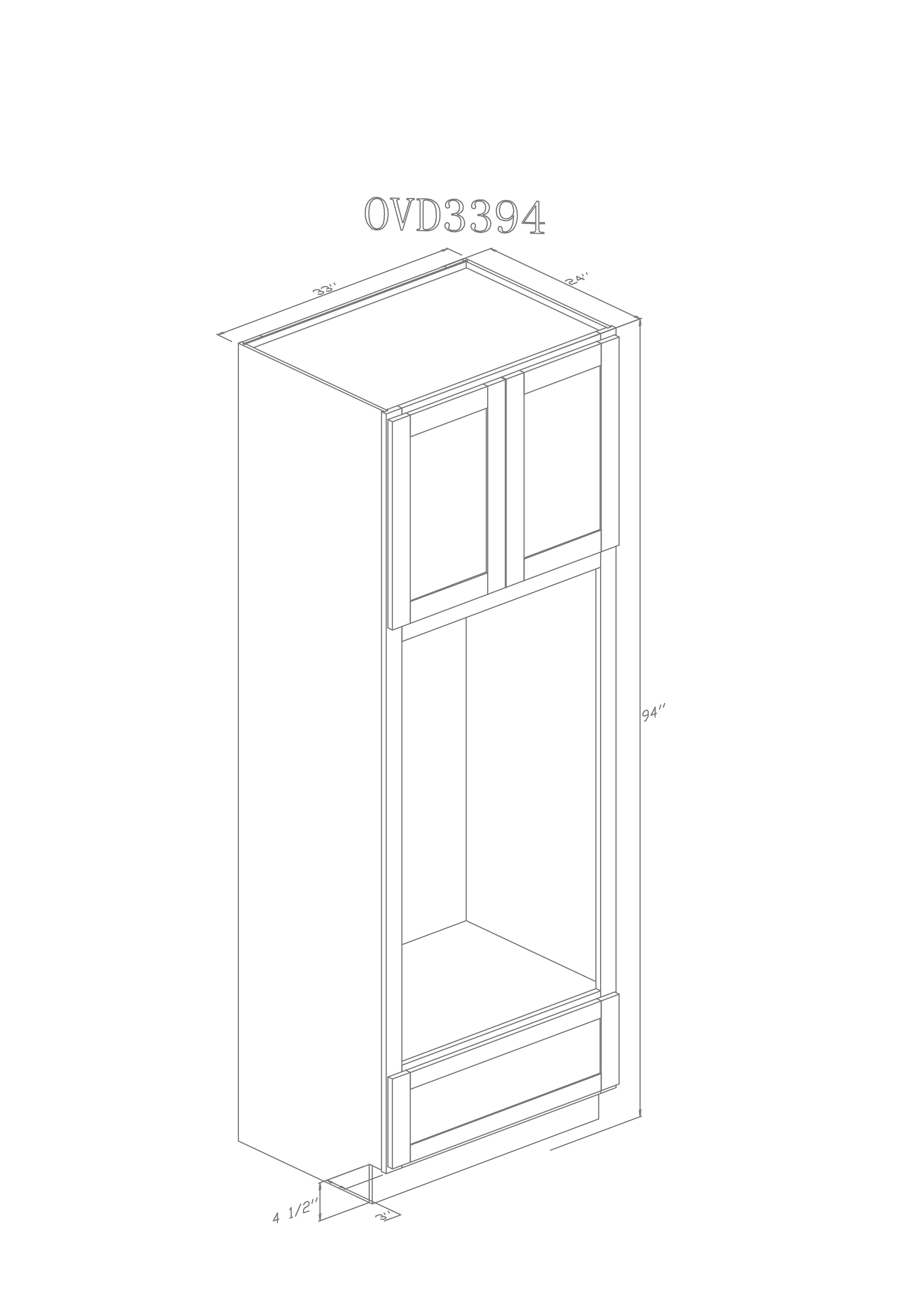 Tall 33" - Almond White 33 Inch Oven Cabinet - ZCBuildingSupply
