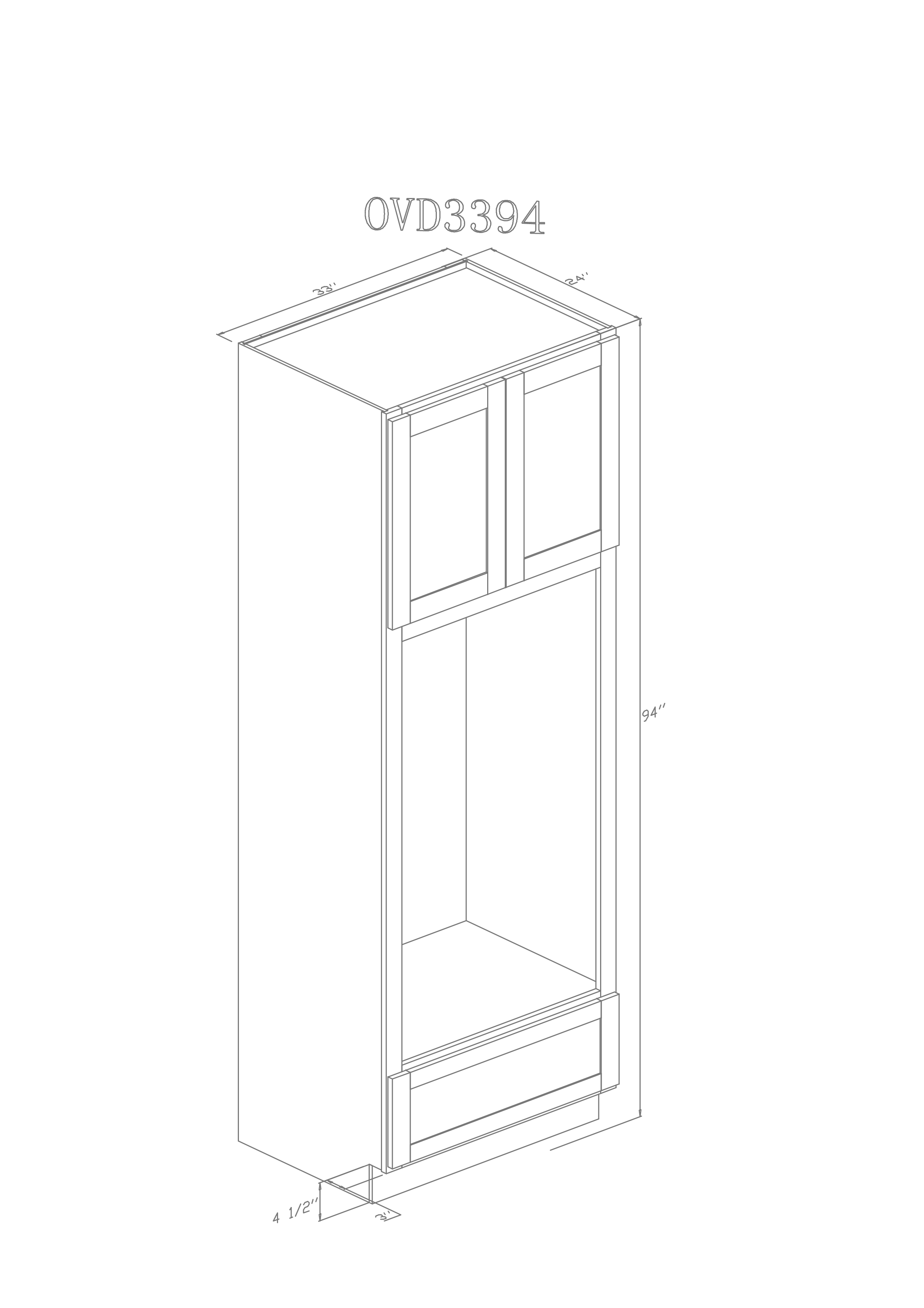 American Oak 33 Inch Double Oven  Cabinets-OV3384