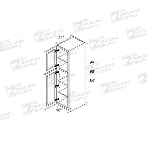 Tall 18" - Pure Black 18 Inch Pantry Cabinet/94" Face