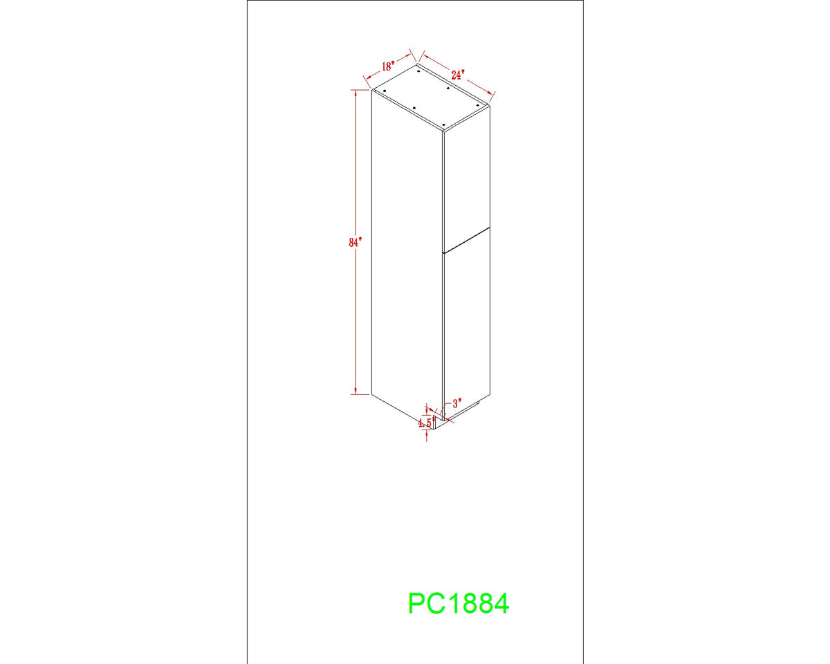 Tall 18" - Shiny White 18 Inches Pantry Cabinet