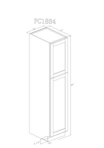 Tall 18" - Pure Black 18 Inch Pantry Cabinet/84" Face