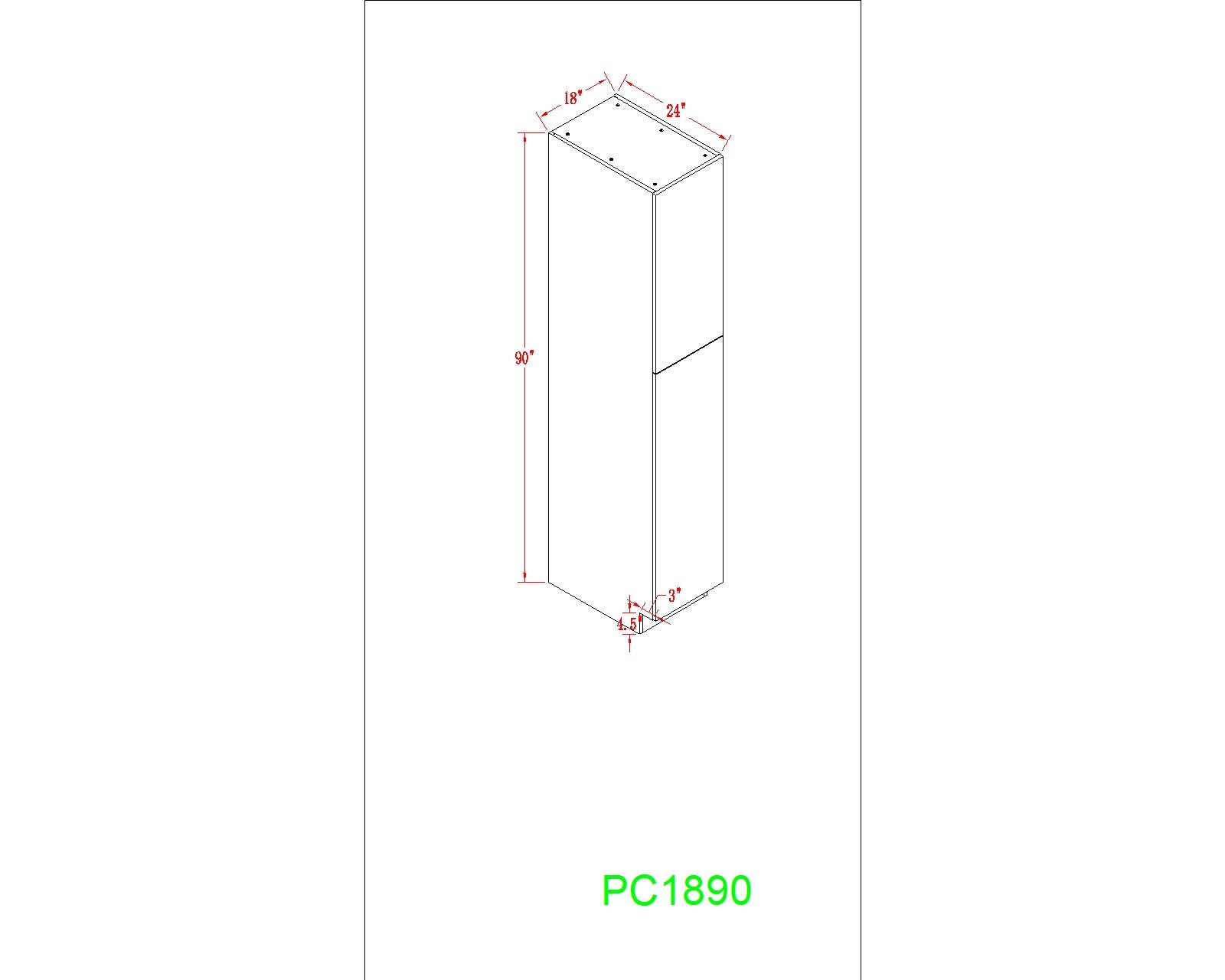 Tall 18" - Shiny White 18 Inches Pantry Cabinet