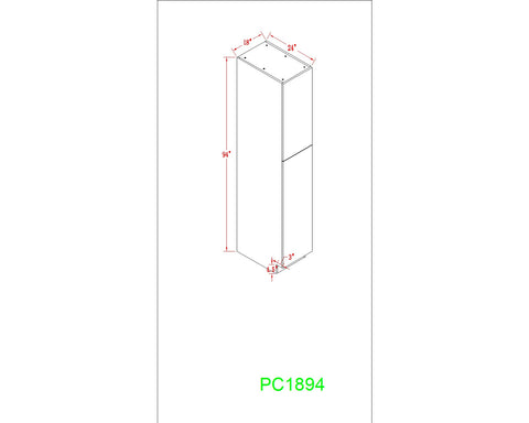 Tall 18" - Shiny White 18 Inches Pantry Cabinet