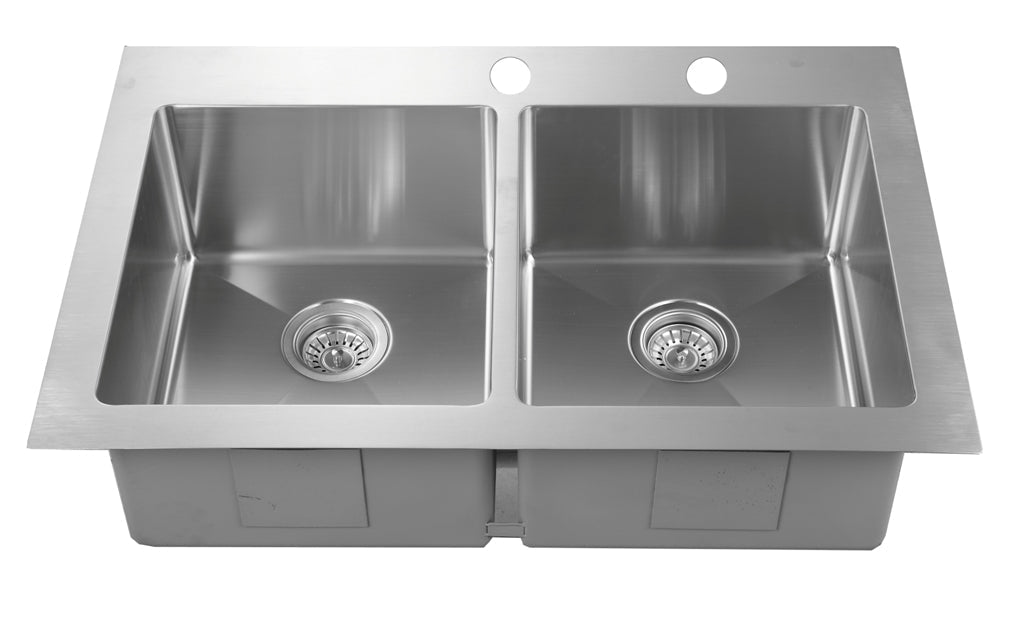 30" Kitchen Stainless Steel Top Mount Double Sink 3322D - ZCBuildingSupply