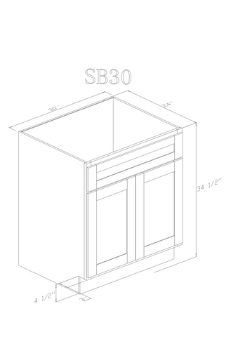 Base 30" - American Oak 30 Inch Sink Base Cabinet