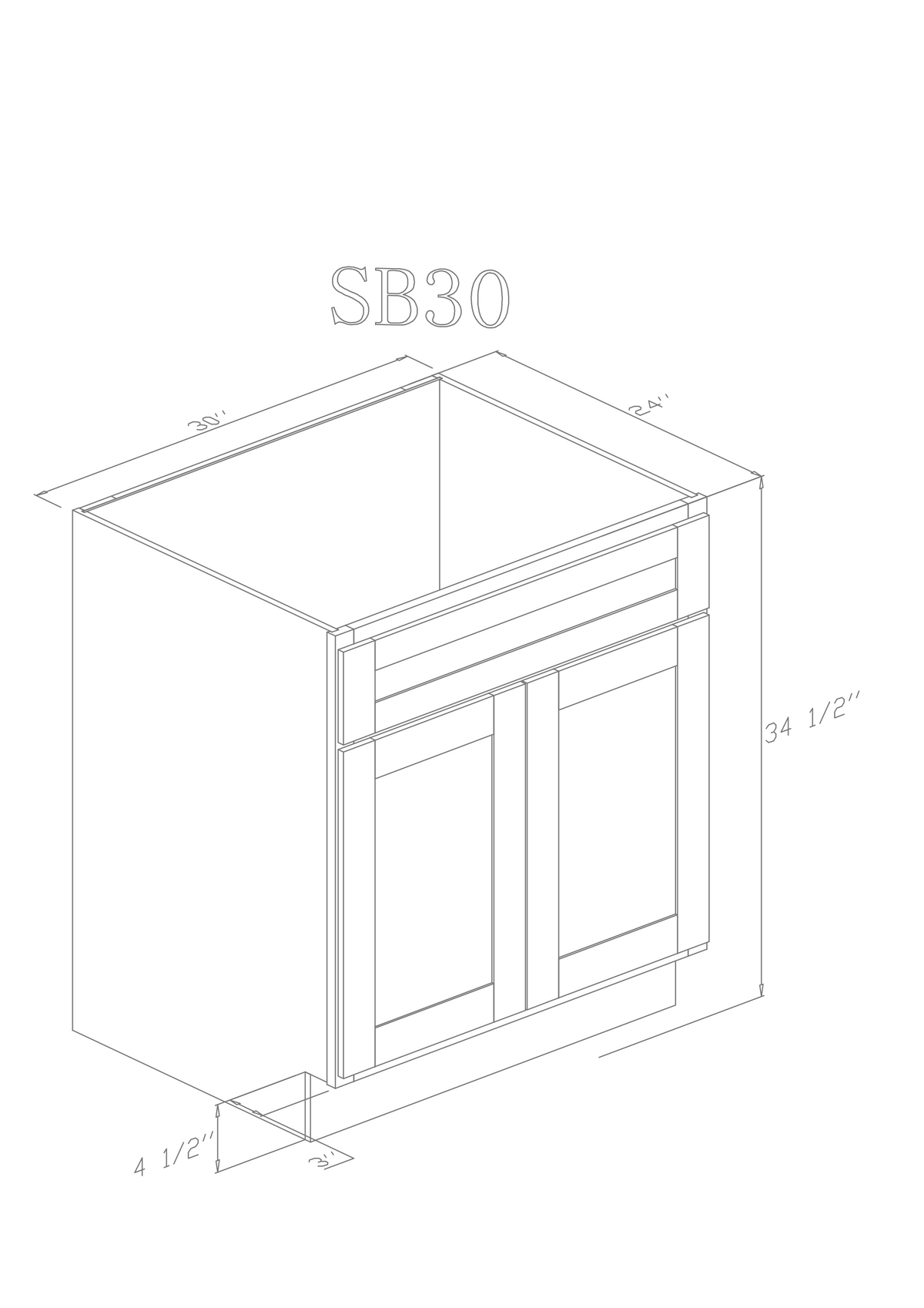 Base 30" - Blue Shaker 30 Inches Sink Base Cabinet