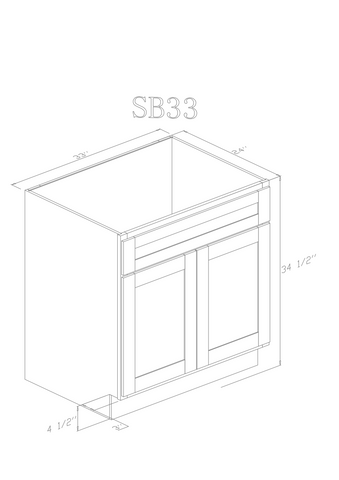 Base 33" - Shiny White 33 Inch Sink Base Cabinet - ZCBuildingSupply
