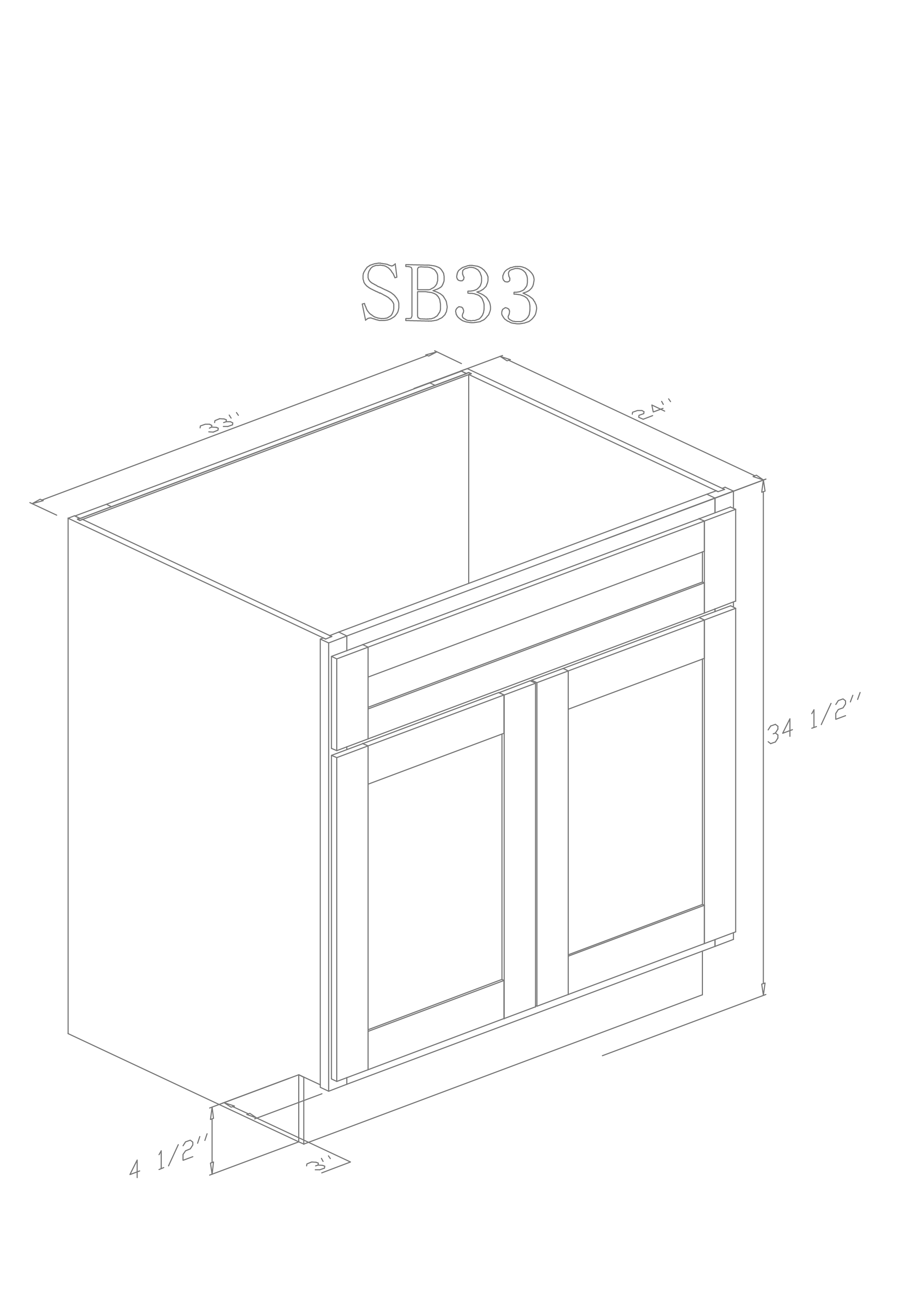 Base 33" - Cognac 33 Inch Sink Base Cabinet - ZCBuildingSupply