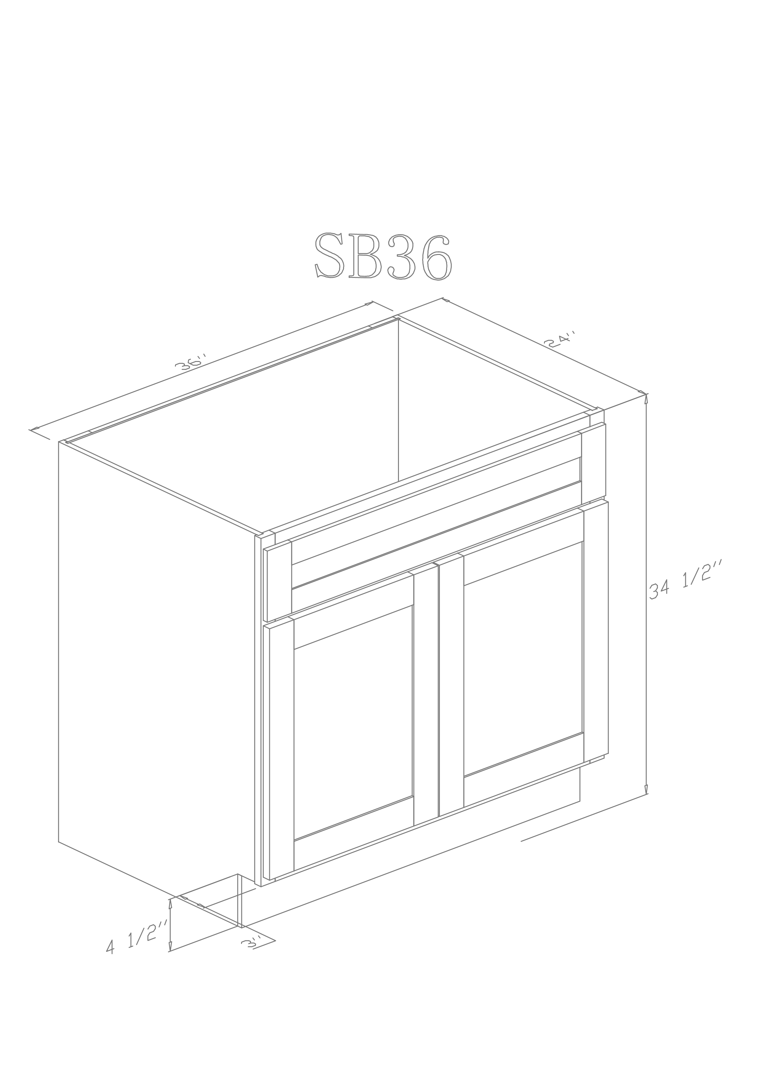 Base 36" - Cognac 36 Inch Sink Base Cabinet - ZCBuildingSupply