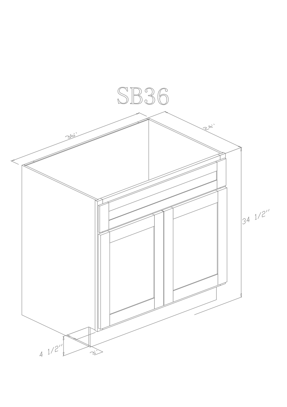 Base 36" - Cognac 36 Inch Sink Base Cabinet - ZCBuildingSupply