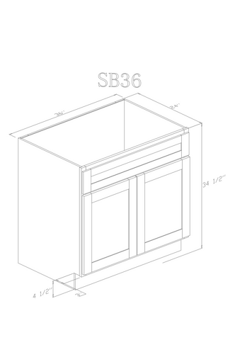 Base 36" - Cognac 36 Inch Sink Base Cabinet - ZCBuildingSupply