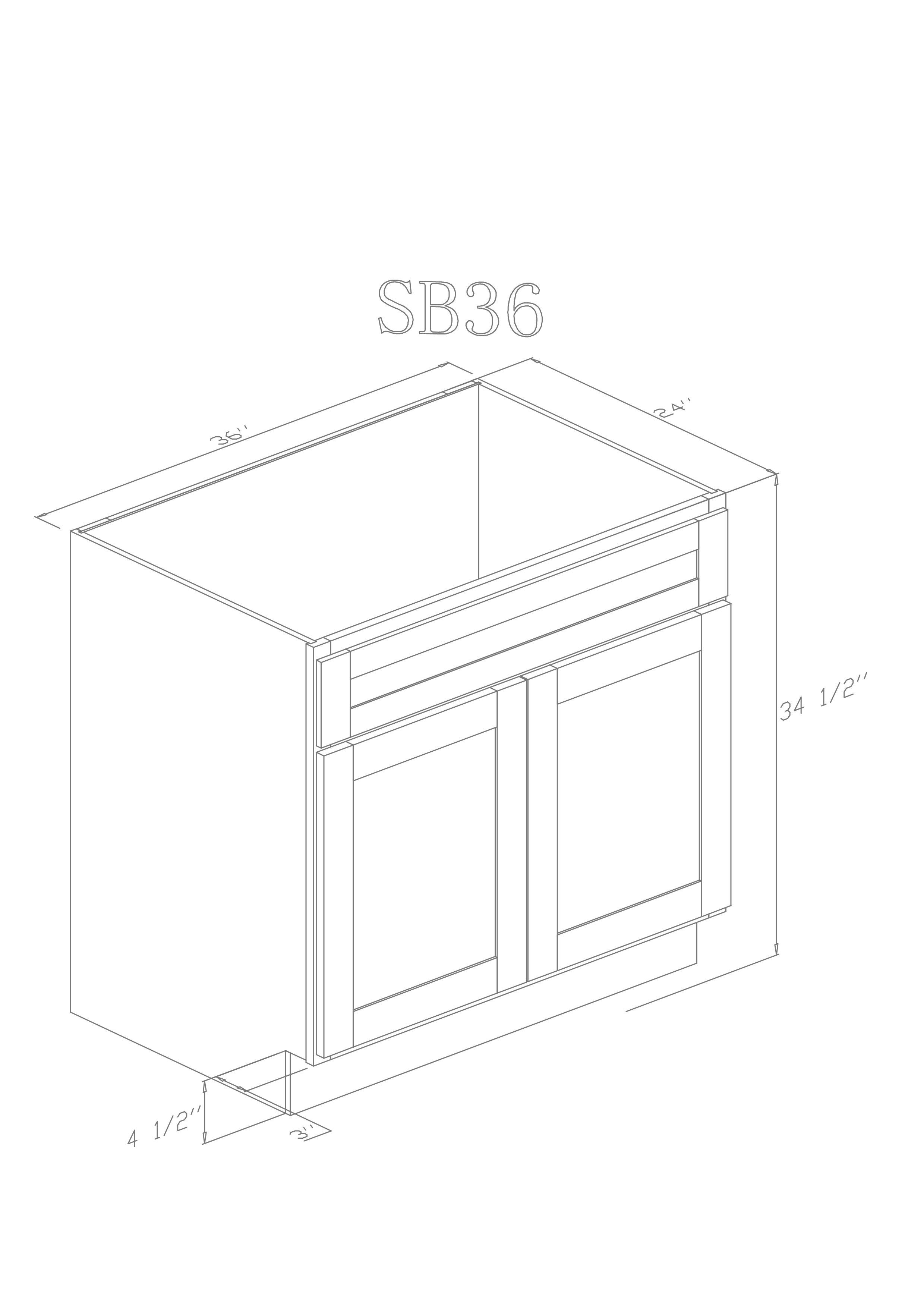 Base 36" - Almond White 36 Inch Sink Base Cabinet - ZCBuildingSupply