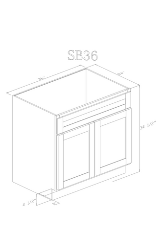 Base 36" - Almond White 36 Inch Sink Base Cabinet - ZCBuildingSupply